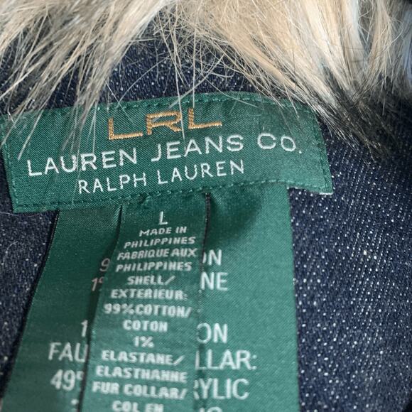 Vintage Ralph Lauren Denim Jacket Removable Faux Fur Collar Boho Western Small - Picture 8 of 14